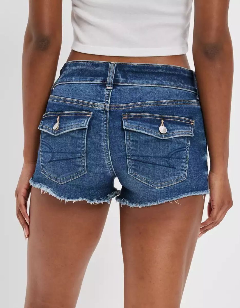 Shorts American Eagle AE Ne(x)t Level Low-Rise Denim Indigo Foncé Femme | UDQ-68737633